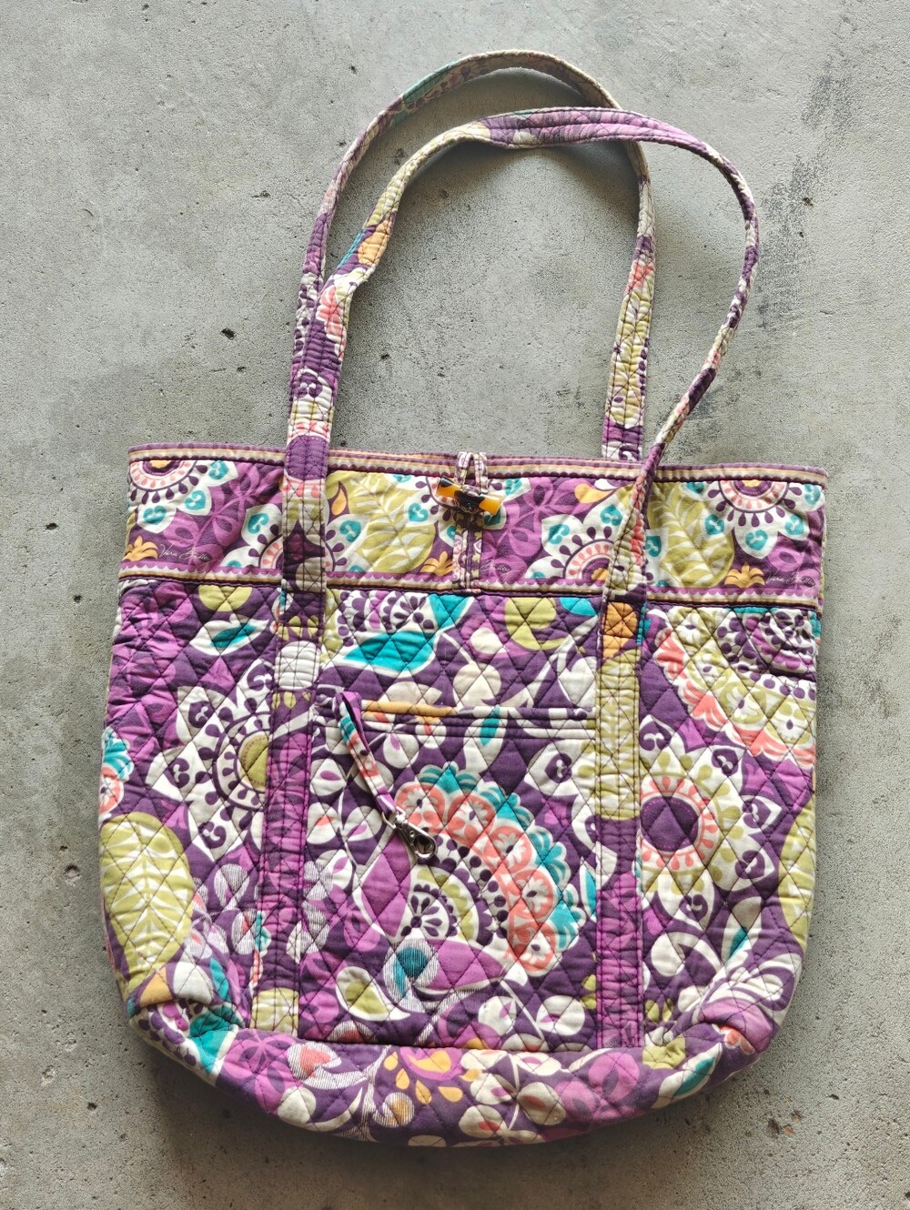 Quilted Cotton Tote Bag Vera Bradley Purple Paisley & floral Plum Crazy Pattern